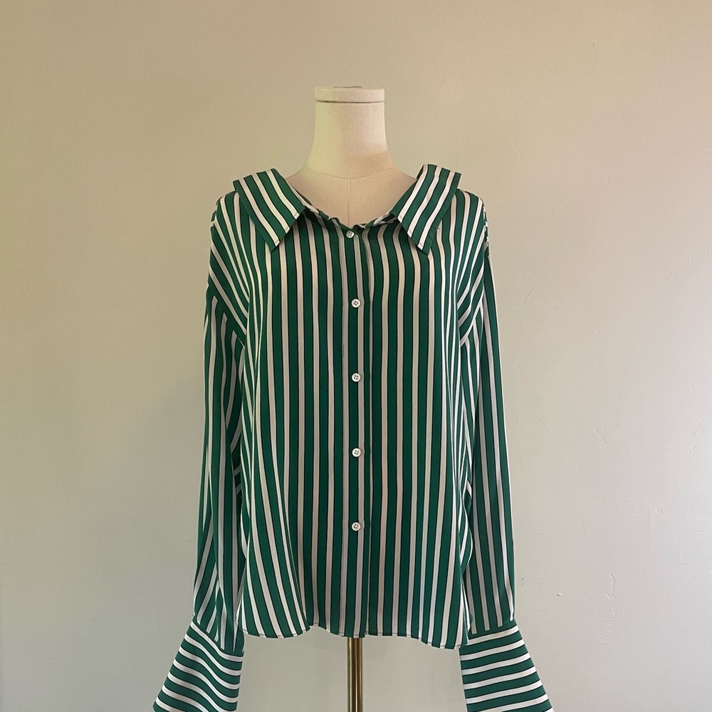 Robert Rodriguez silk striped blouse.